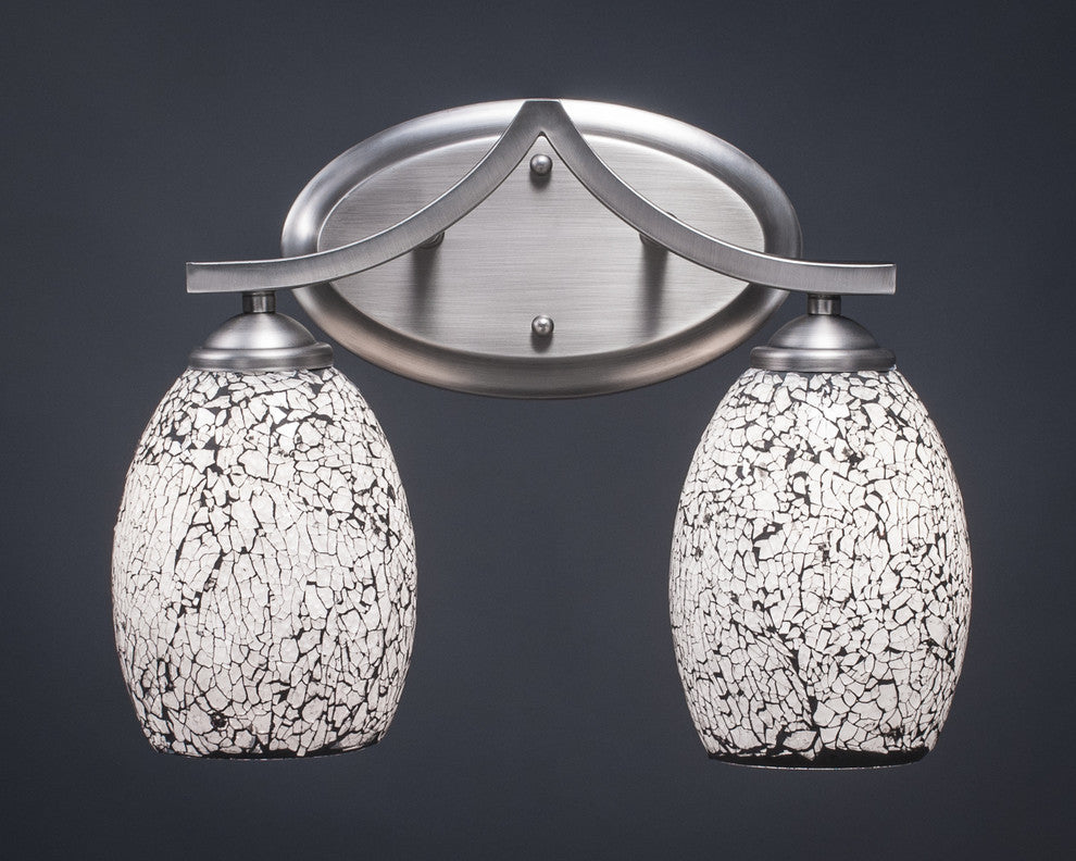 Zilo 2 Light Bath Bar, Graphite, 5" Black Fusion Glass