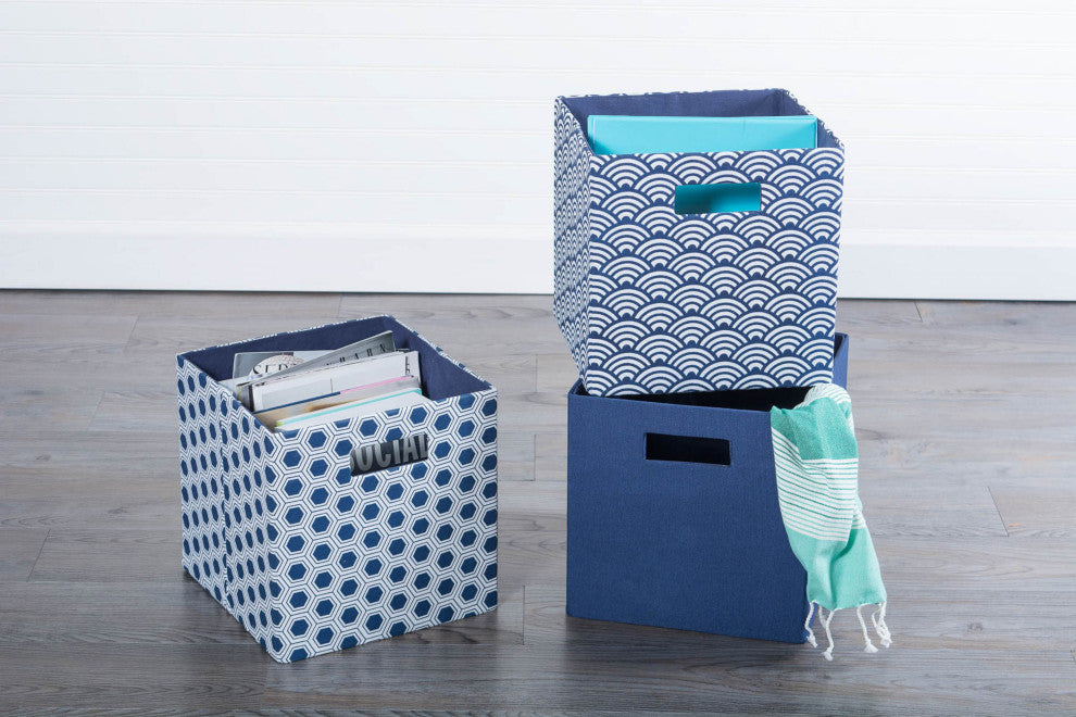 Polyester Cube Honeycomb Nautical Blue Square 13"x13"x13"