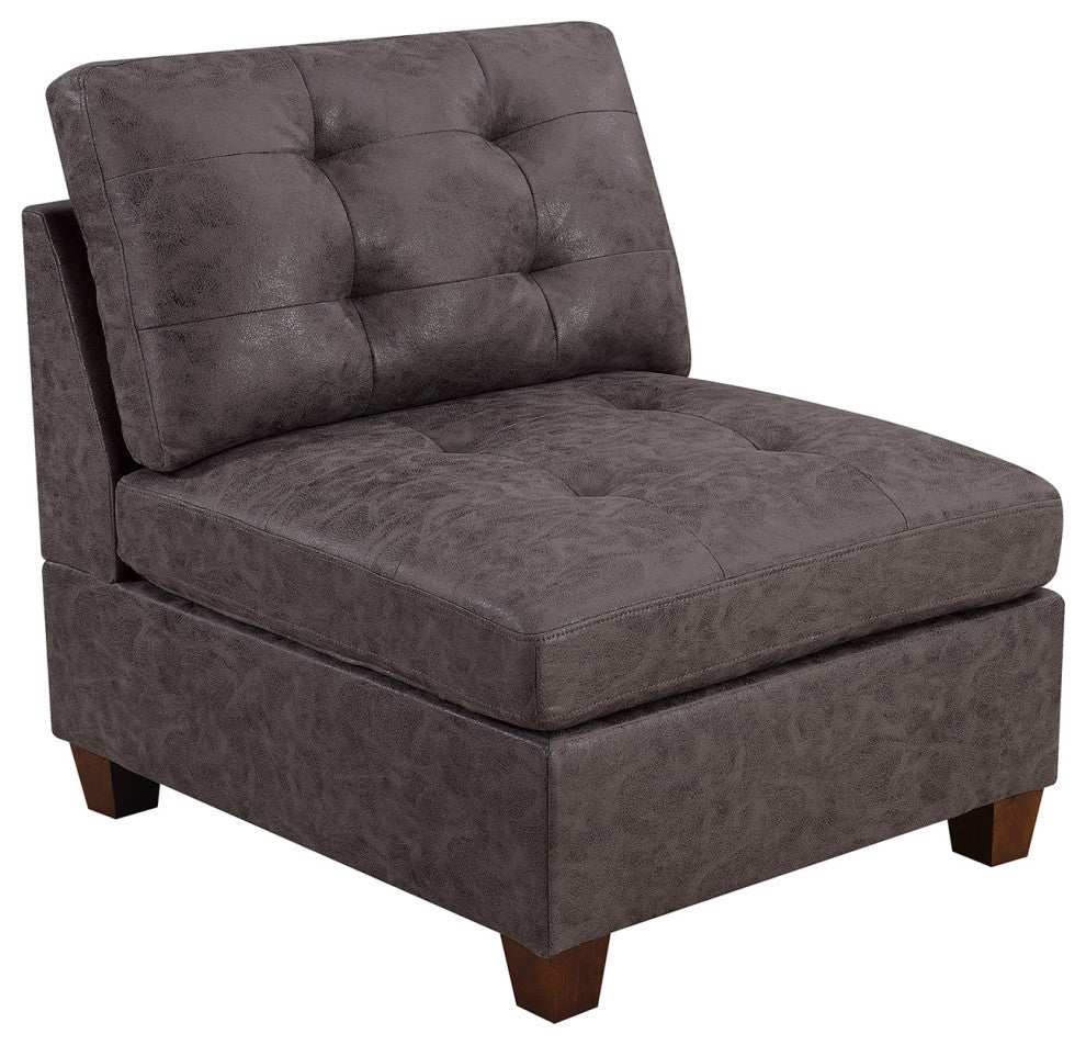 Living Room Armless Chair, Dark Brown