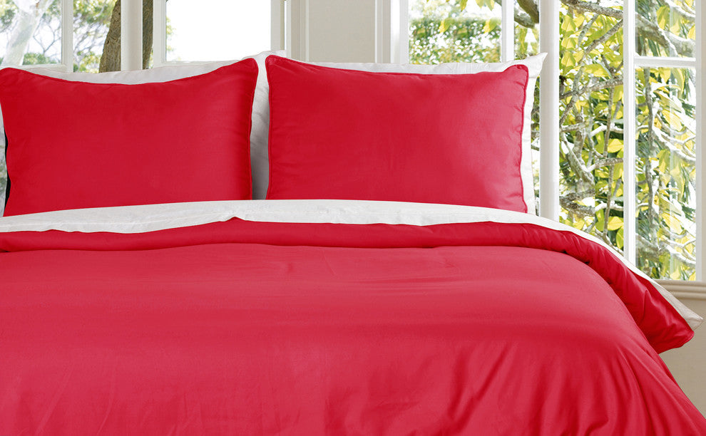 Lotus Home Water and Stain Resistant Duvet Cover Mini Set, Red, Twin