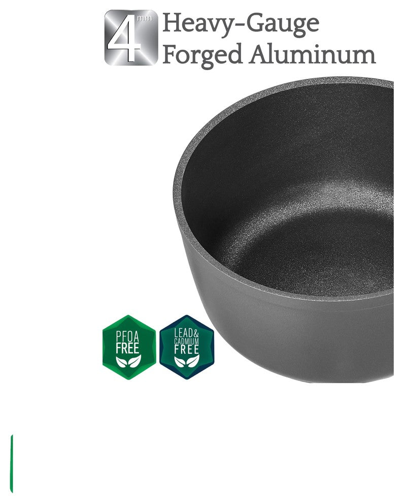 Saflon Titanium Nonstick Sauce Pan with Glass Lid, PFOA Free, 3-Quart