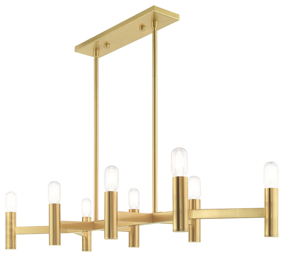 Livex Lighting Satin Brass 8-Light Linear Chandelier
