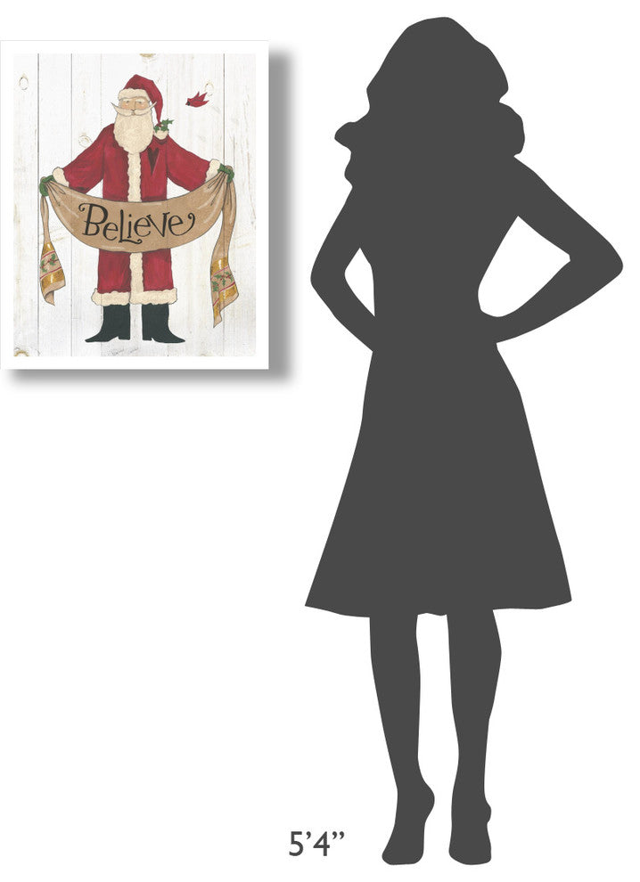 "Vintage St Nick IV on White Wood" Paper Print by Anne Tavoletti, 22"x26"