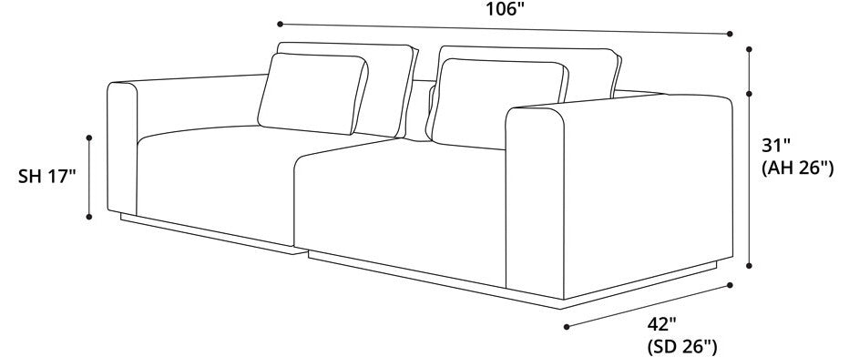 Spruce Sectional Two Seat Sofa, Chalk Fabric