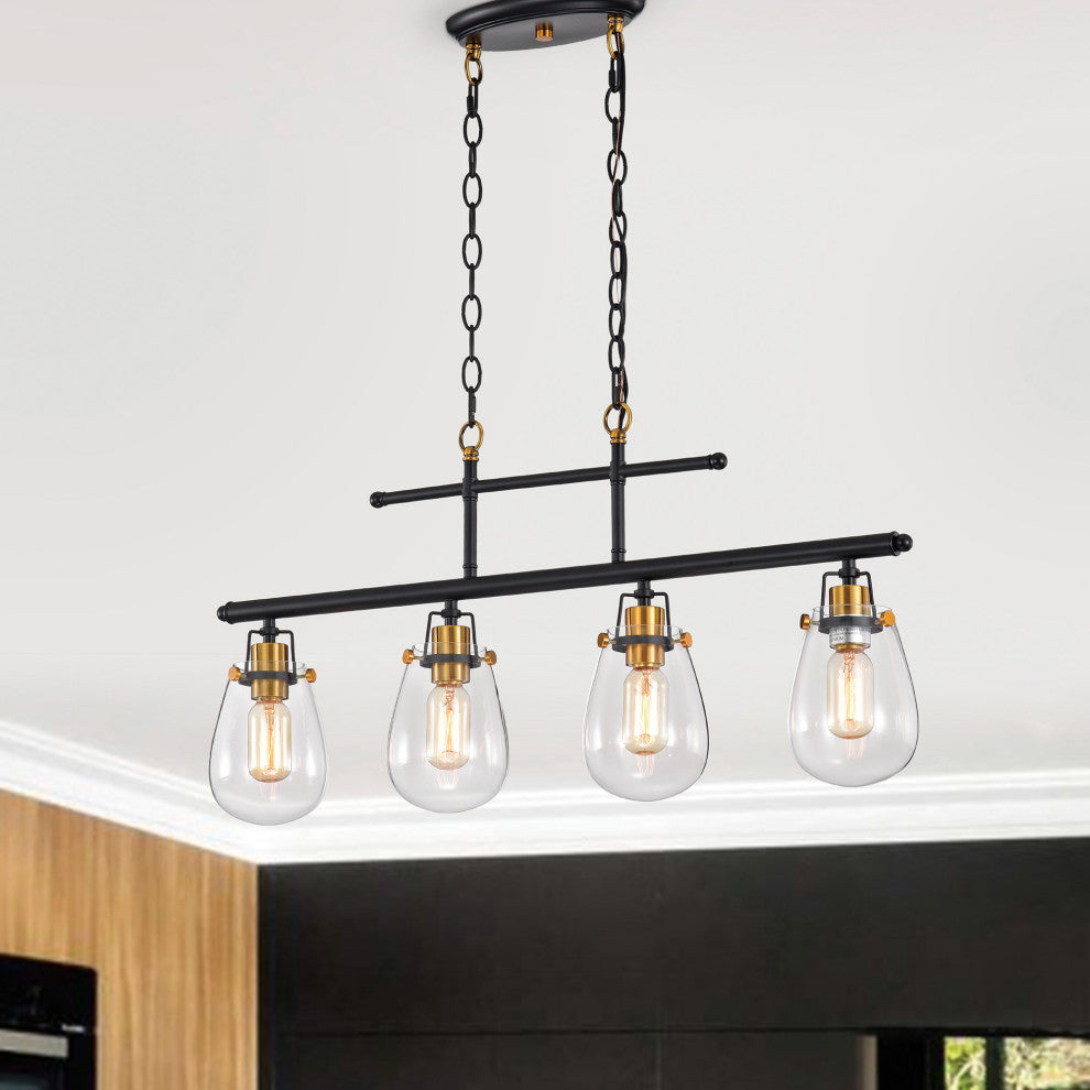 4- Light Black and Antique Gold Kitchen Island Chandelier