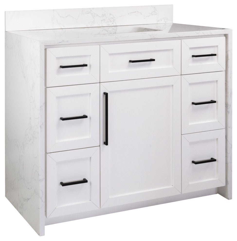 Palisade 42" Bathroom Vanity, White, Engineered Marble