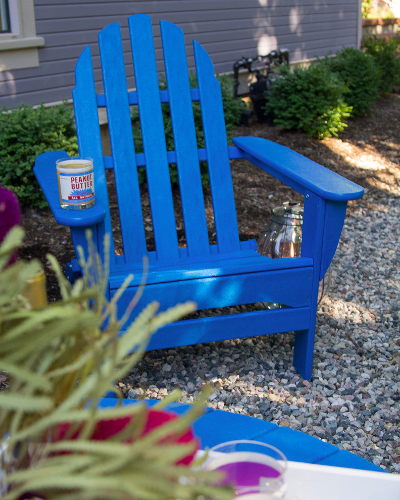Polywood Classic Folding Adirondack 5-Piece Conversation Group, Pacific Blue