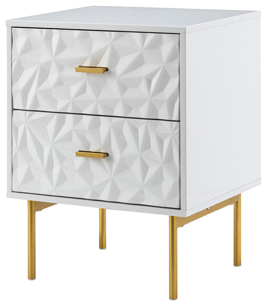 Nightstand With 2-Drawer 25.2'' Tall, White