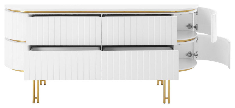 Console Entry Table Sideboard, White, Velvet, Modern, Mid Century Hotel Lounge