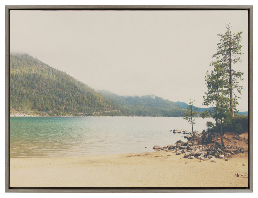 Sylvie Lake Tahoe California Mountain Framed Canvas by Laura Evans, Gray 28x38