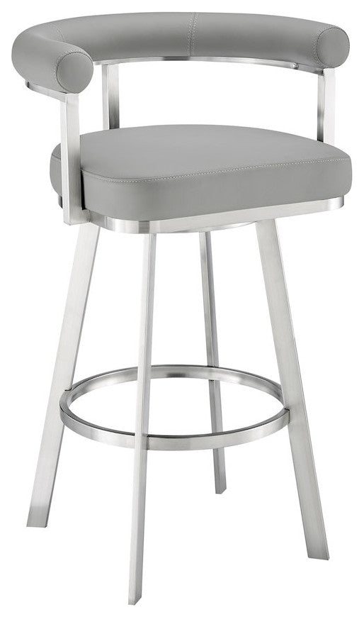 Magnolia Swivel Counter or Bar Stool in Faux Leather and Metal
