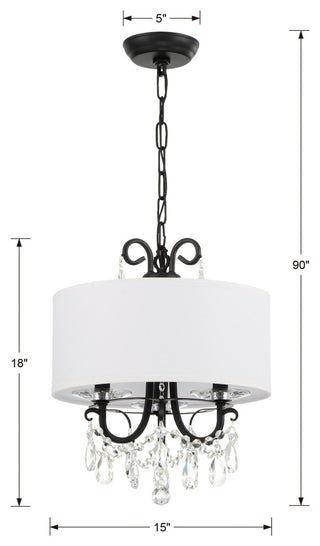 Othello 3 Light Matte Black Mini Chandelier
