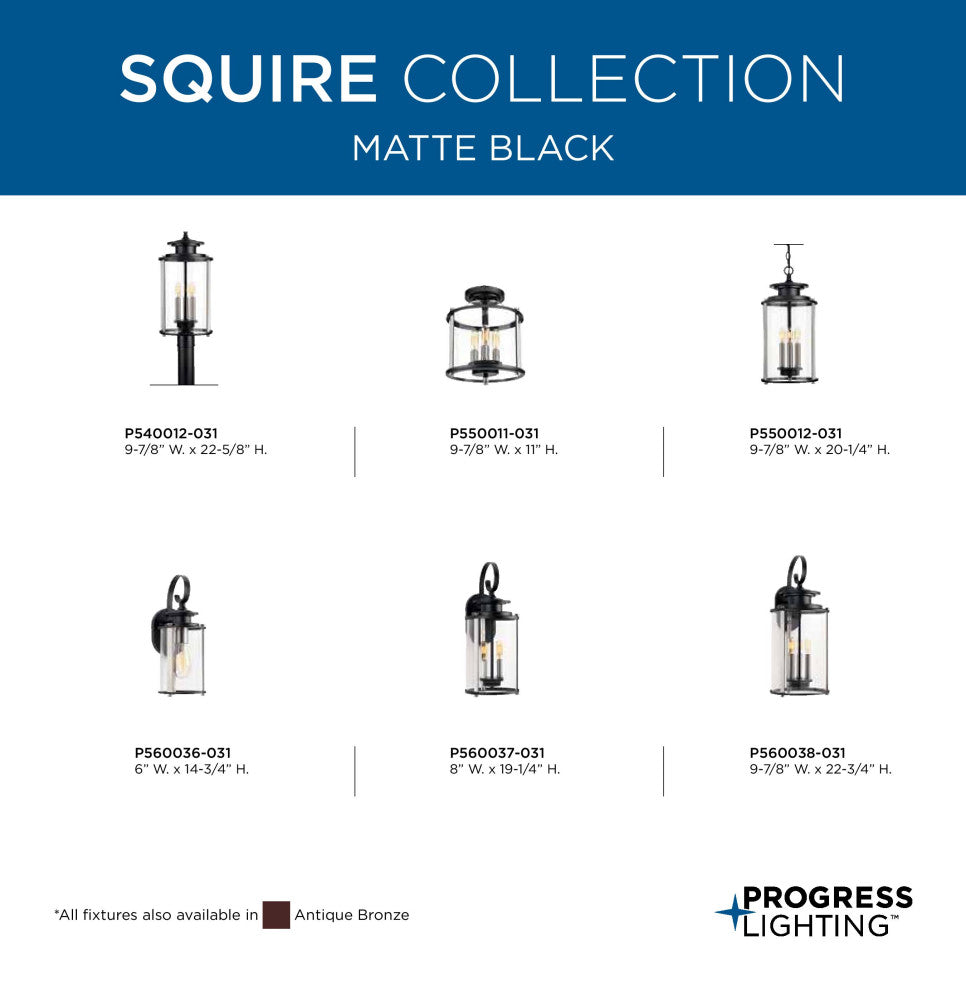 Squire Collection 3-Light Post Lantern, Black