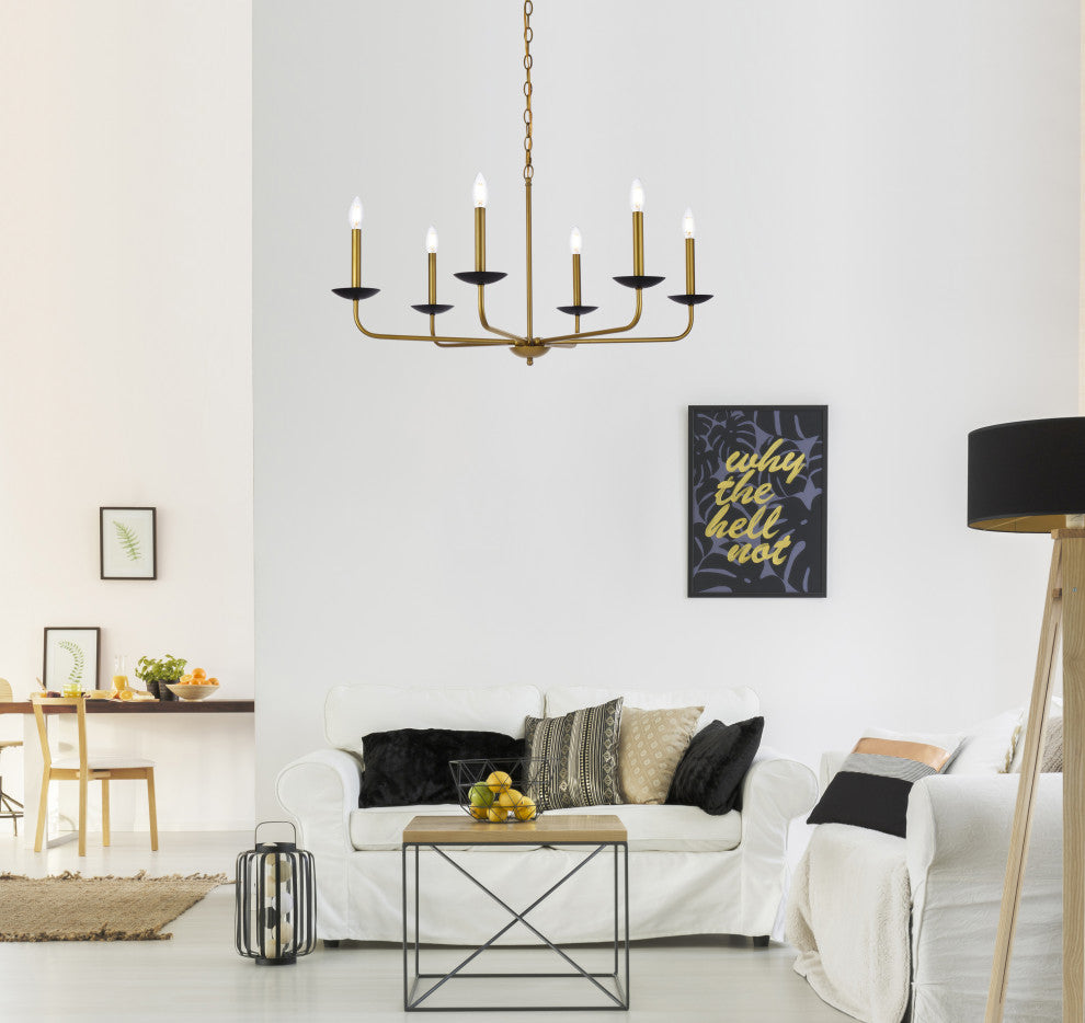 Charlie 36" Pendant, Black and Brass