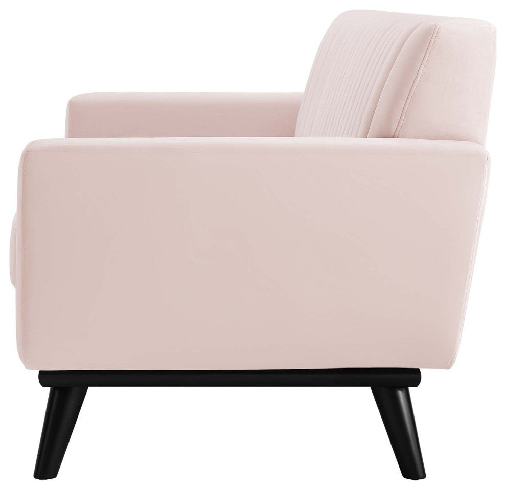Tufted Loveseat Sofa, Velvet, Pink, Modern, Living Lounge Hotel Hospitality