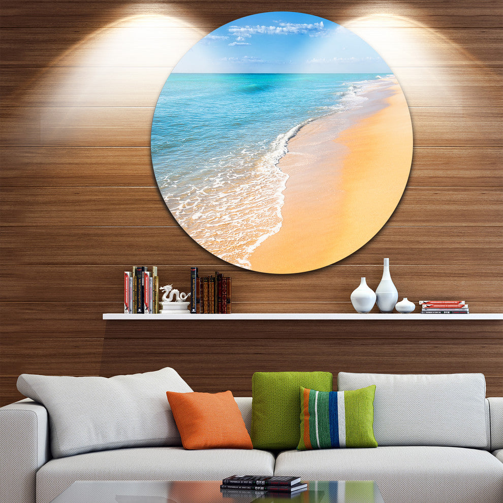 Tropical Blue Sea And Sky, Seashore Photo Disc Metal Wall Art, 36"