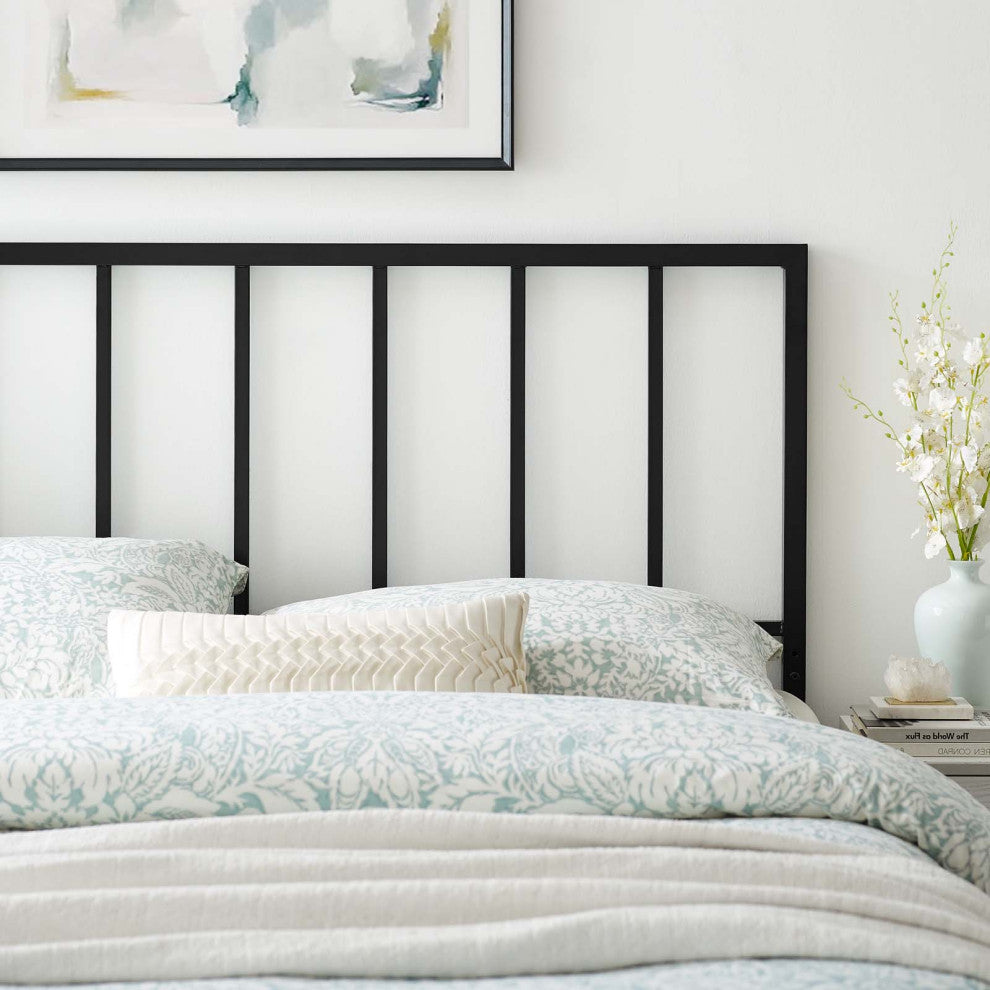 Headboard, King Size, Metal Steel, Black, Modern Contemporary, Bedroom Master