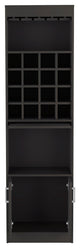 DEPOT E-SHOP Athens Bar Cabinet,16 Wine Cubbies,2 Open Shelves,Glass Rack, Black