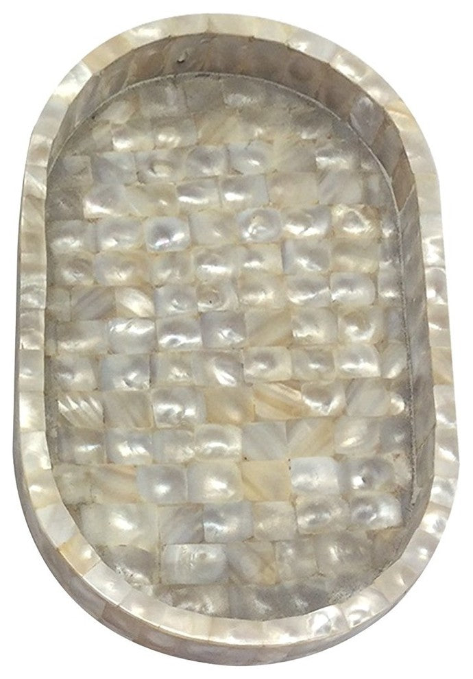 nu steel Capris Mother of Pearl Oval Tray