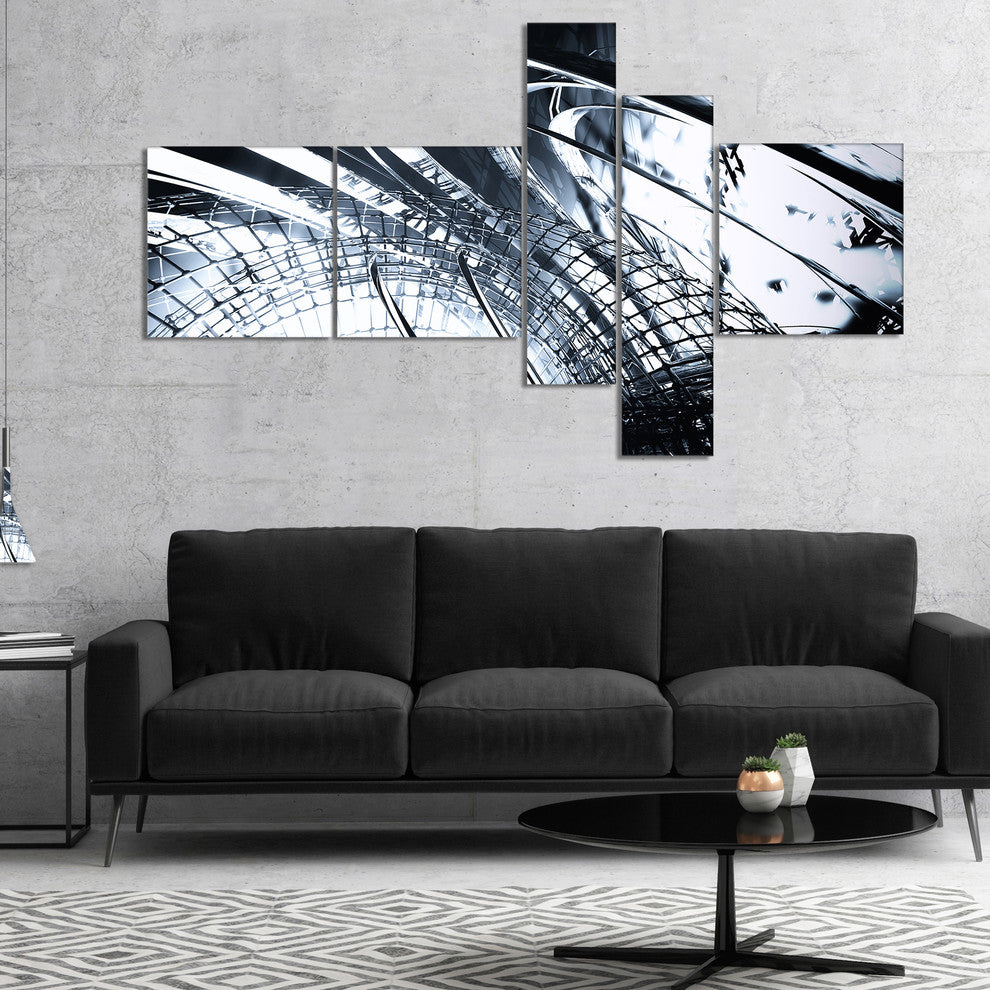 3D Abstract Art Black Structural, Abstract Canvas art print, 60"x32", 5 panels