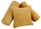 Solid Microsuede Throw Pillows with Inserts, Set of 3, Aqua Blue, Lemon