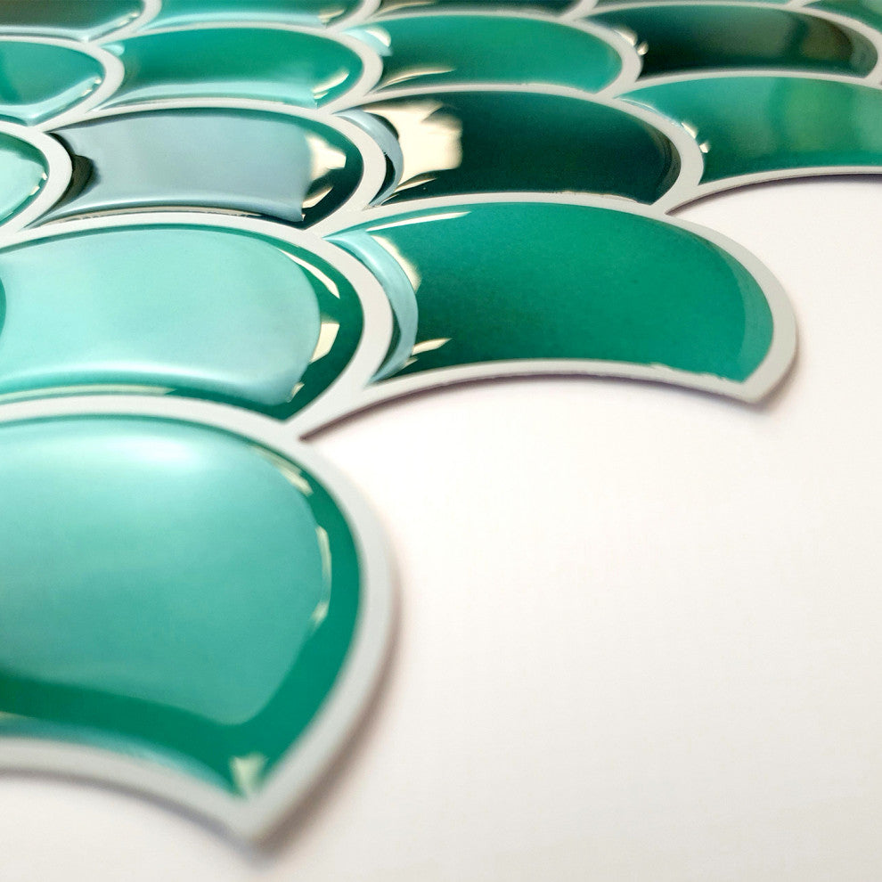 11' x 8" 3D Tile Sticker Fresh Turquoise Kitchen Bathroom, Set of 8