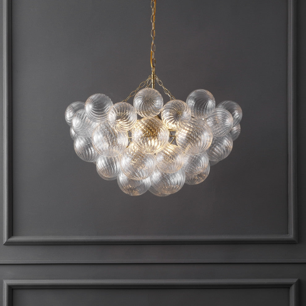 Safavieh Couture Betty Glass Bubbles Chandelier, Brass/Clear