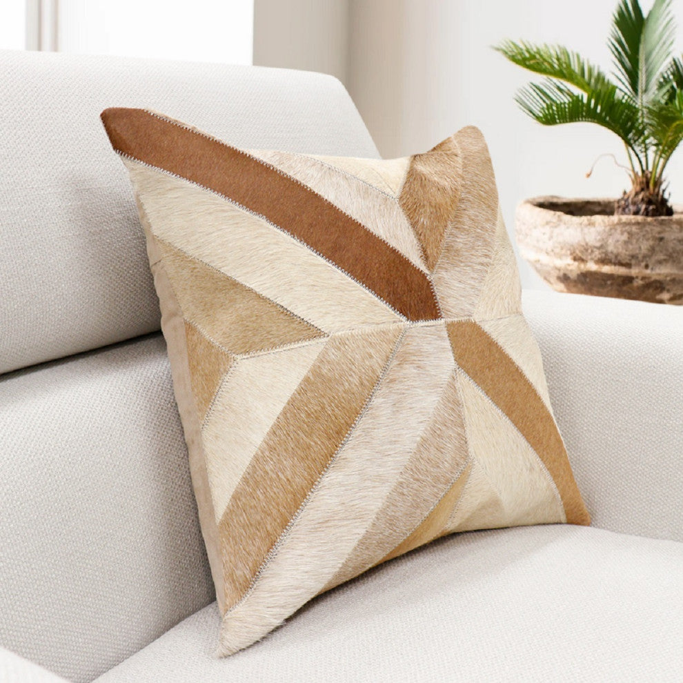Safari Cowhide Light Brown/Ivory Decorative Pillow