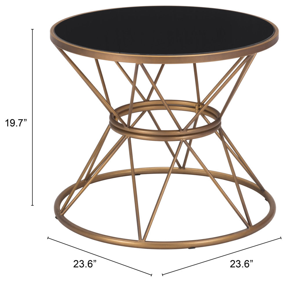 Sofa Side Table, Square, Steel Metal, Glass, Black, Gold, Lounge Hospitality