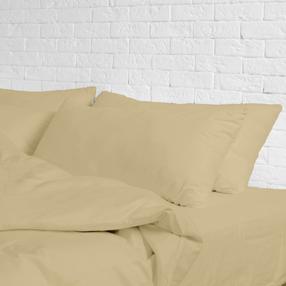 Egyptian Cotton Feel Cool Softest, 4-Piece Sheet Set Deep Pockets, Cream, Full
