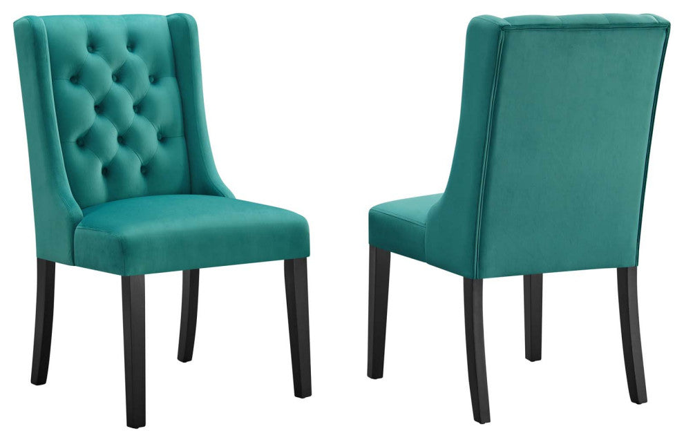 Baronet Performance Velvet Dining Chairs, Set of 2, Teal