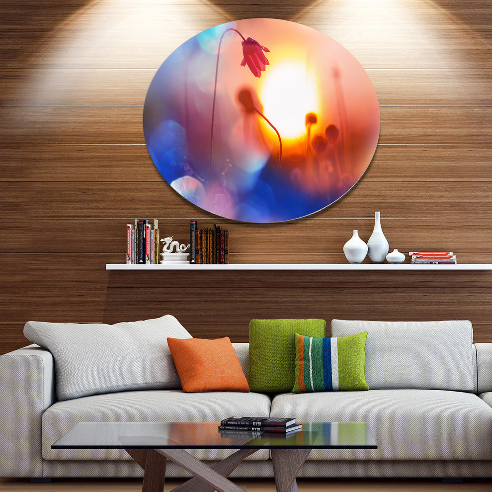 Beautiful Blurred Flowers At Sunset, Floral Round Wall Art, 36"