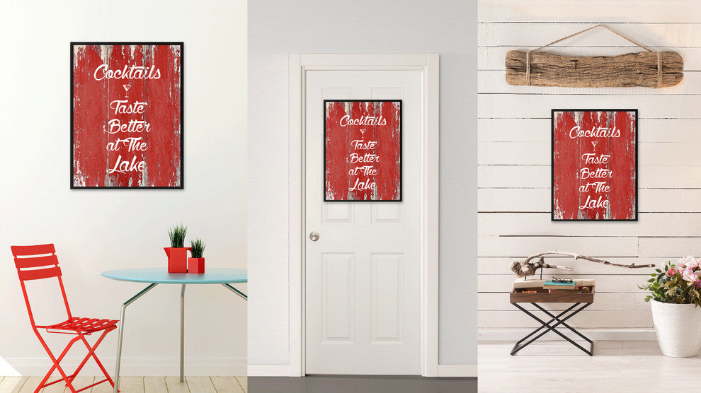 Cocktails Taste Better At The Lake Inspirational, Canvas, Picture Frame, 13"X17"