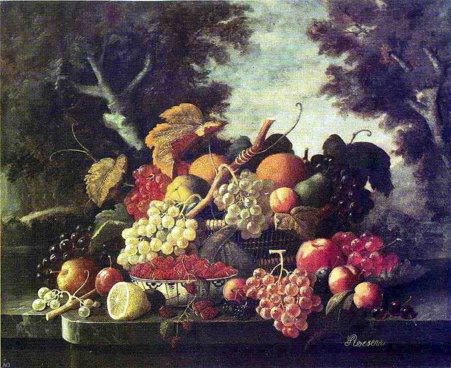 Severin Roesen The Abundance of Fruit, 20"x25" Wall Decal