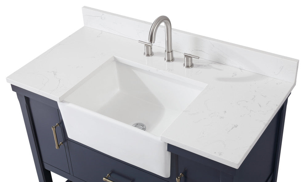 42" Kendia Navy Blue Farmhouse Sink Bathroom Vanity FW-7042-NB42