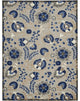 10' X 13' Natural And Blue Toile Non Skid Indoor Outdoor Area Rug