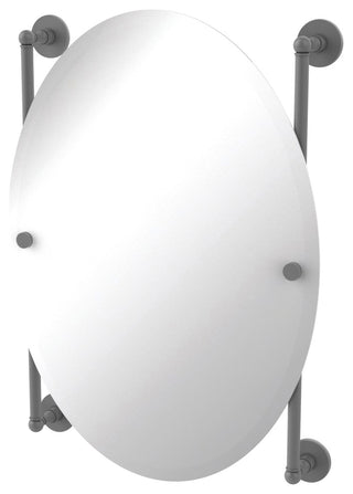 Prestige Skyline Oval Frameless Rail Mounted Mirror, Matte Gray