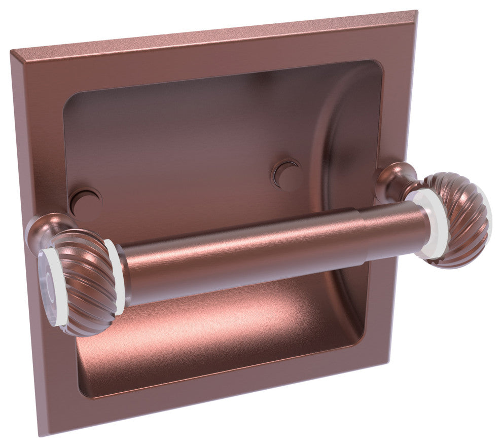 Pacific Grove Recessed Toilet Paper Holder with Twist Accent, Antique Copper