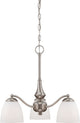 Patton 3 Light Chandelier With Frosted Glass, Arms Down