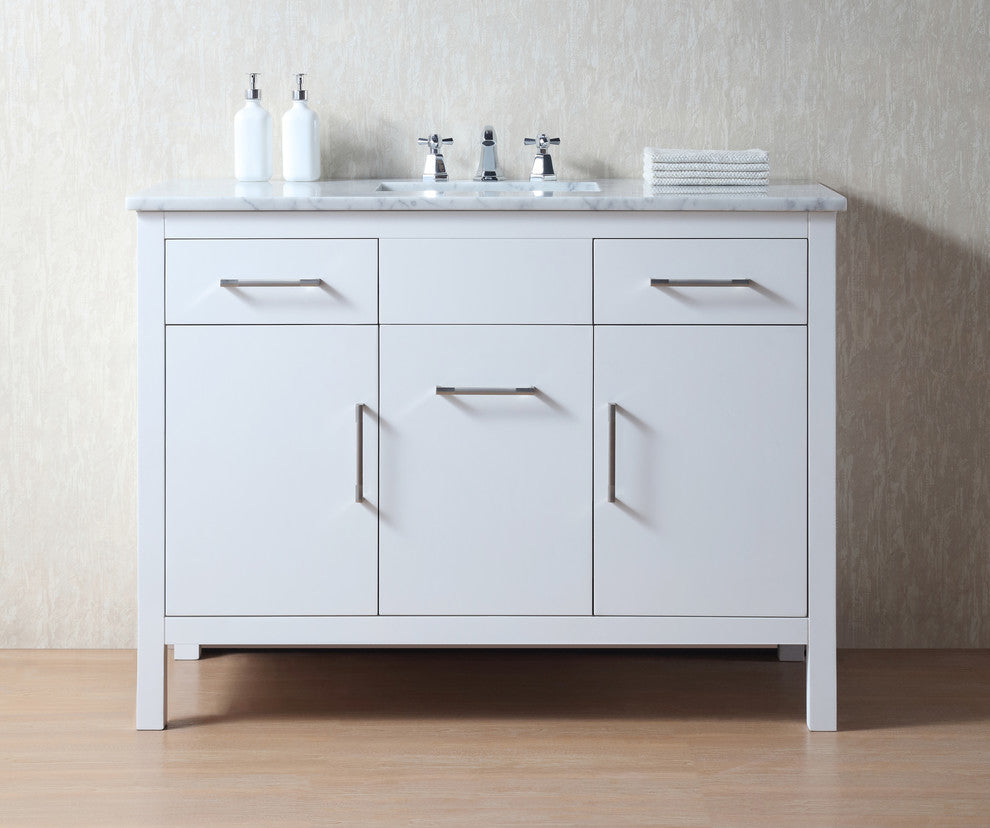Stufurhome Atreus 48" White Single Sink Bathroom Vanity