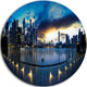 View From Marina Bay Sands Panorama, Cityscape Disc Metal Wall Art, 36"