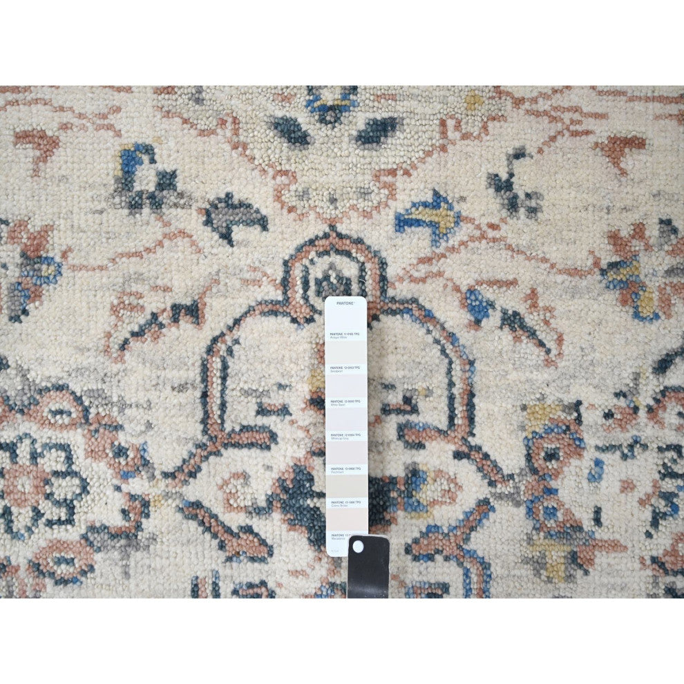 Ivory Wool Pile Natural Dyes Mahal Design Hand Knotted Oriental Rug 12'1"x14'9"
