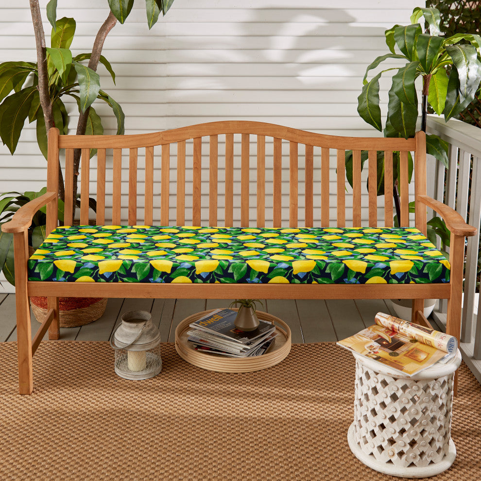 Yellow Lemons Outdoor Bristol Bench Cushion, 60x19x3