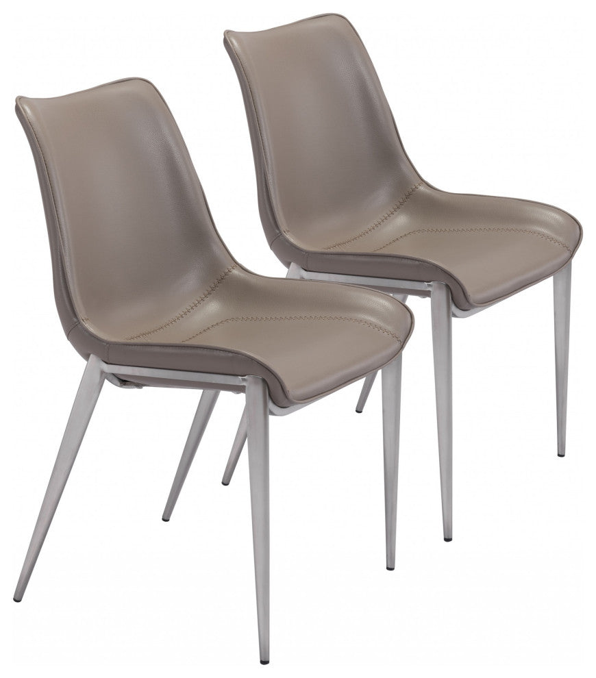 Stich Gray Faux Leather Side or Dining Chairs Set of 2 Chairs