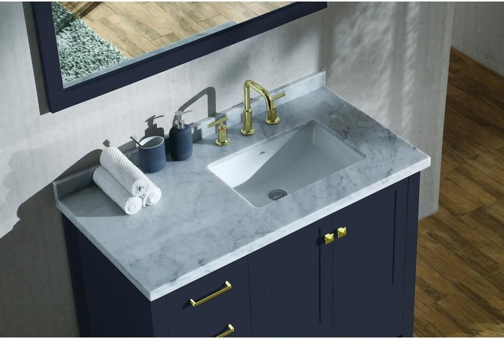 Ariel Cambridge 43" Single Sink Vanity Set, Midnight Blue, Rectangular Sink With