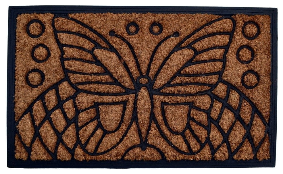 Butterfly Coir Brush Mat
