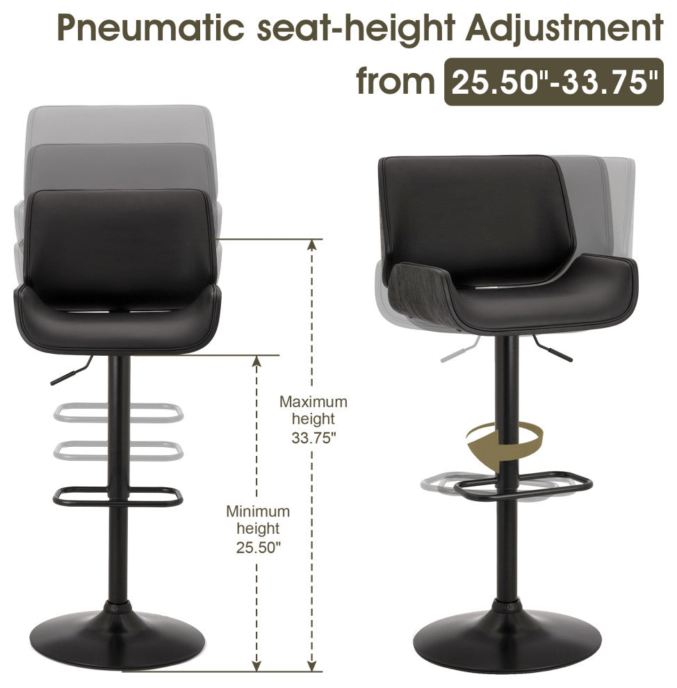 Set of 3 Pub Table Set, 1 Tabel and 2 Stools, Black
