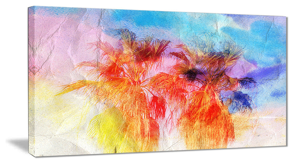 "Colorful Retro Palm Trees" Canvas Print