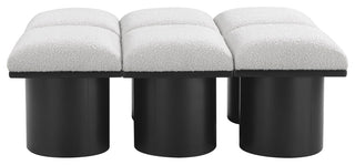 Pavilion Boucle Fabric Upholstered 6-Piece Modular Bench, Cream, Black Finish