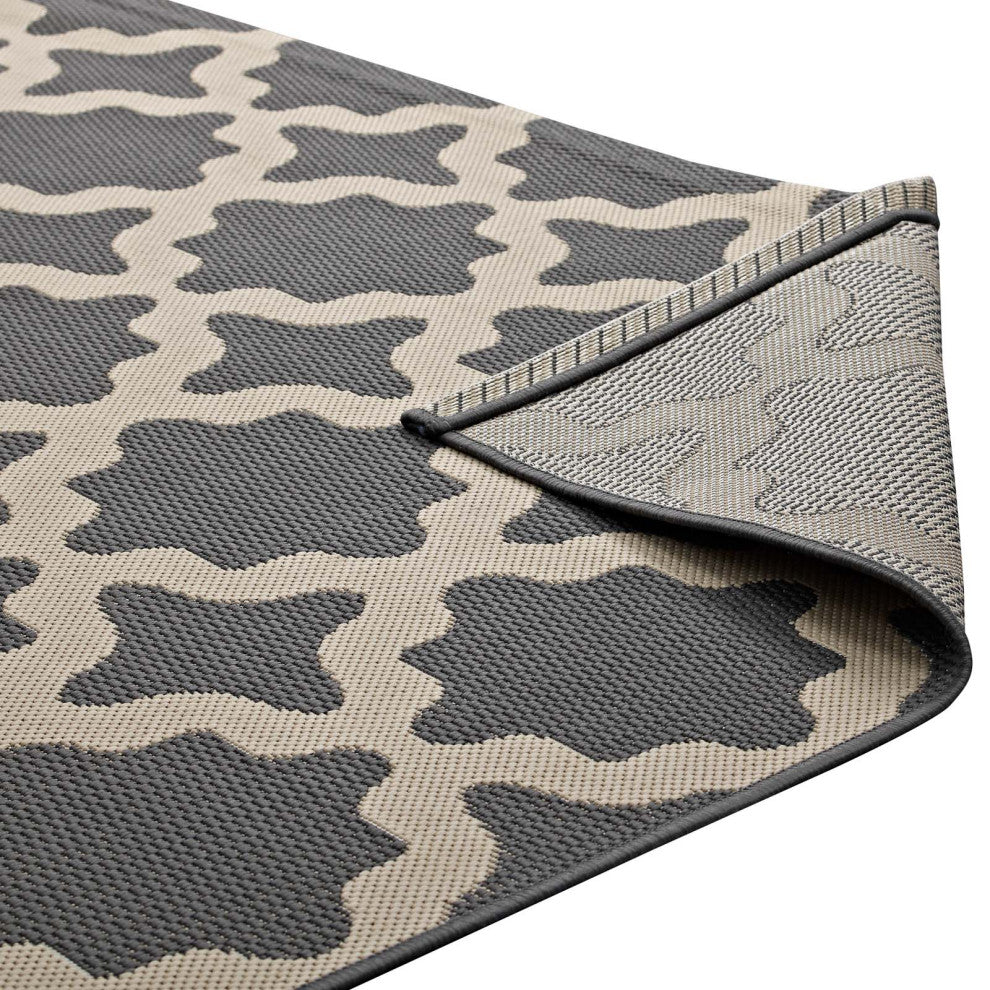 Cerelia Moroccan Trellis 9x12 Indoor and Outdoor Area Rug, Gray and Beige